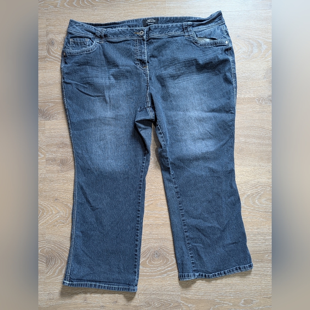 Penningtons Dark Blue Womens Denim Straight Leg Relaxed Fit Stretchy‎ Jeans